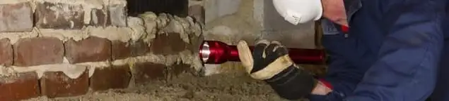 Pest control technician inspecting a crawl space for ant activity and entry points in Stockton, CA